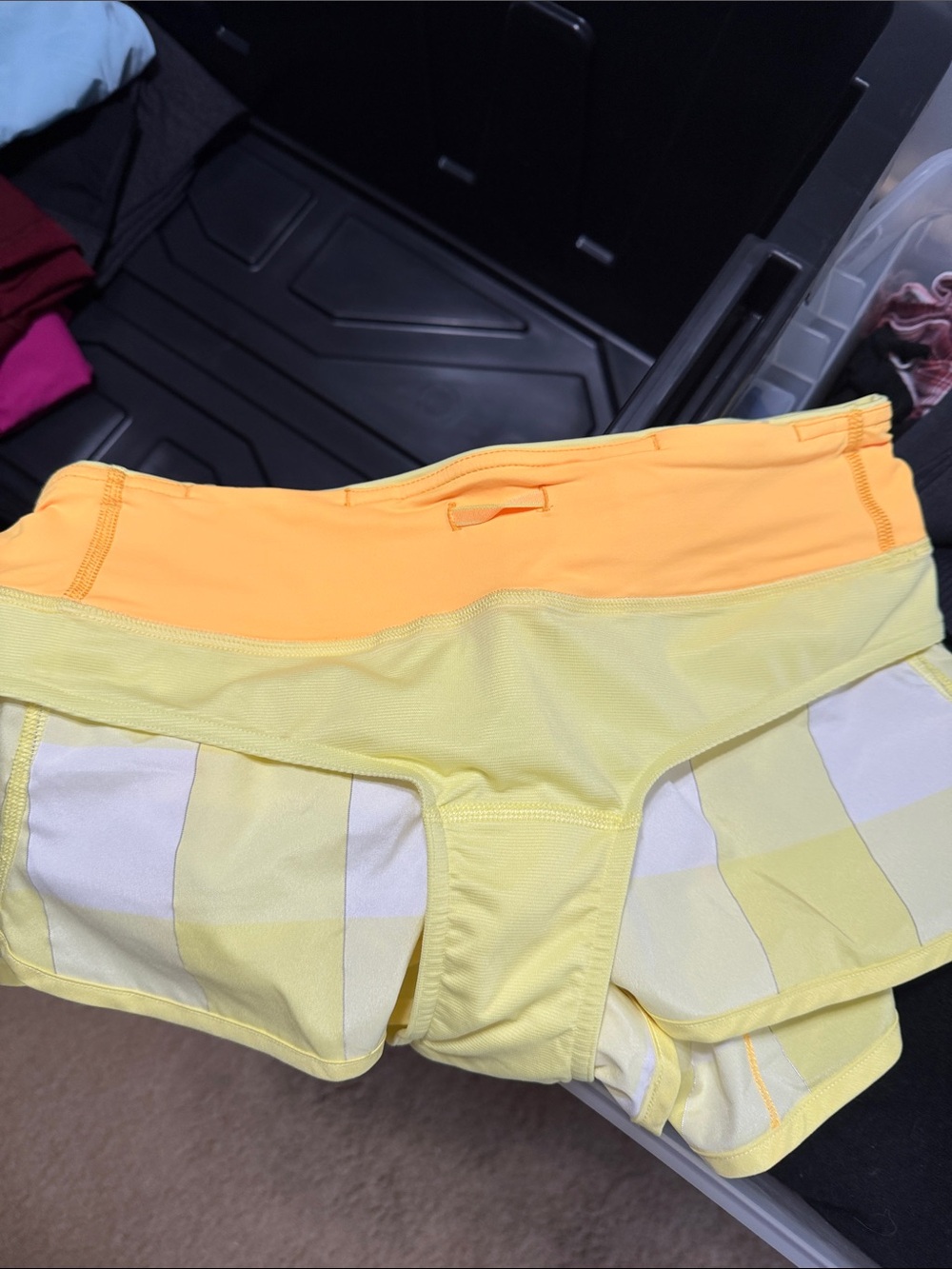 lululemon athletica Yellow Plaid Layered Running Shorts - Picture 6 of 7